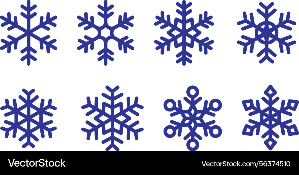 Snowflake icon set various form Snowflake icon set various form vector image
