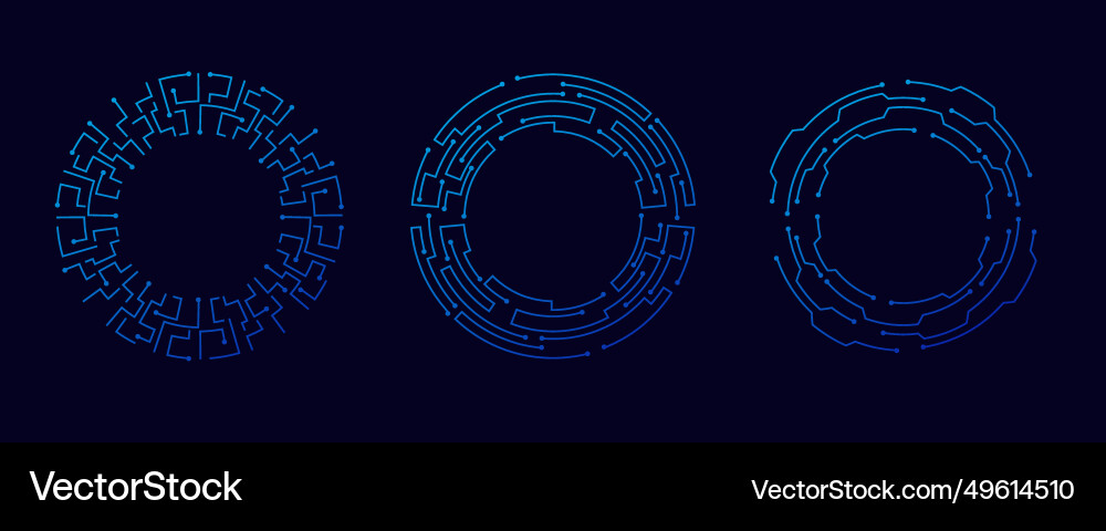Tech circle frame background hud digital game Vector Image