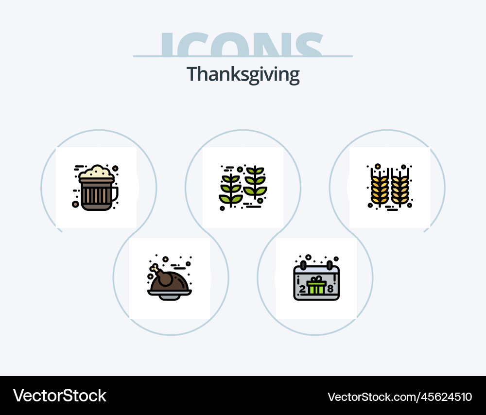 Thanksgiving line filled icon pack 5 design Vector Image