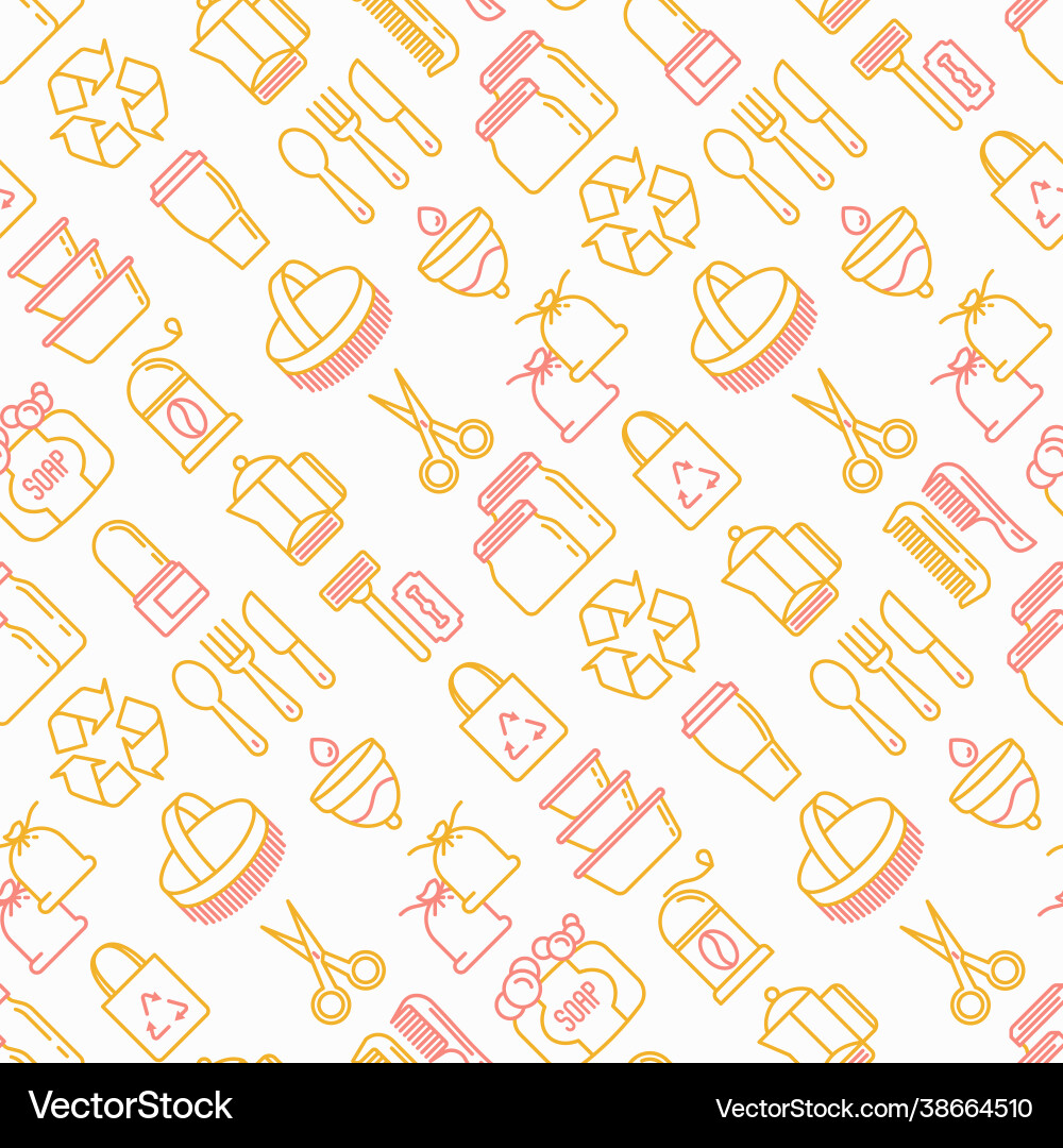 Zero waste seamless pattern with thin line icons Zero waste seamless pattern with thin line icons vector image