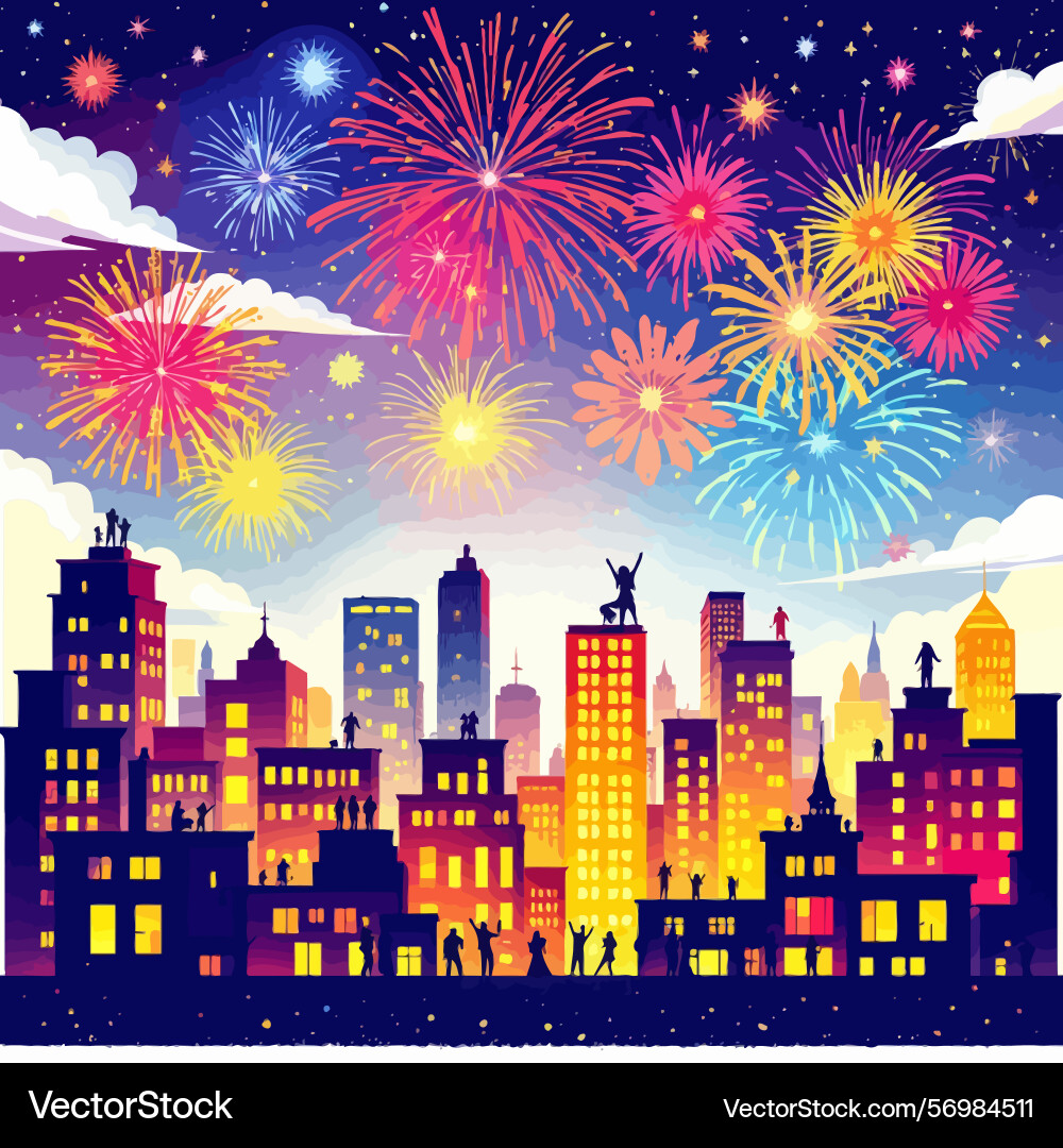 Ai-generated people watching fireworks exploding Ai-generated people watching fireworks exploding Vector Image