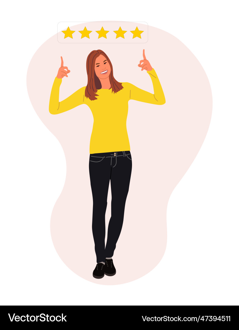 Business Frau verlassen fünf Sterne Rating Business Frau verlassen fünf Sterne Rating vektorbild