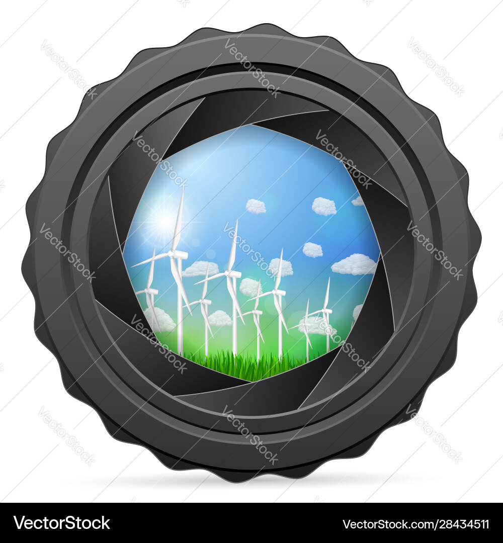 Camera shutter with wind generators Vector Image