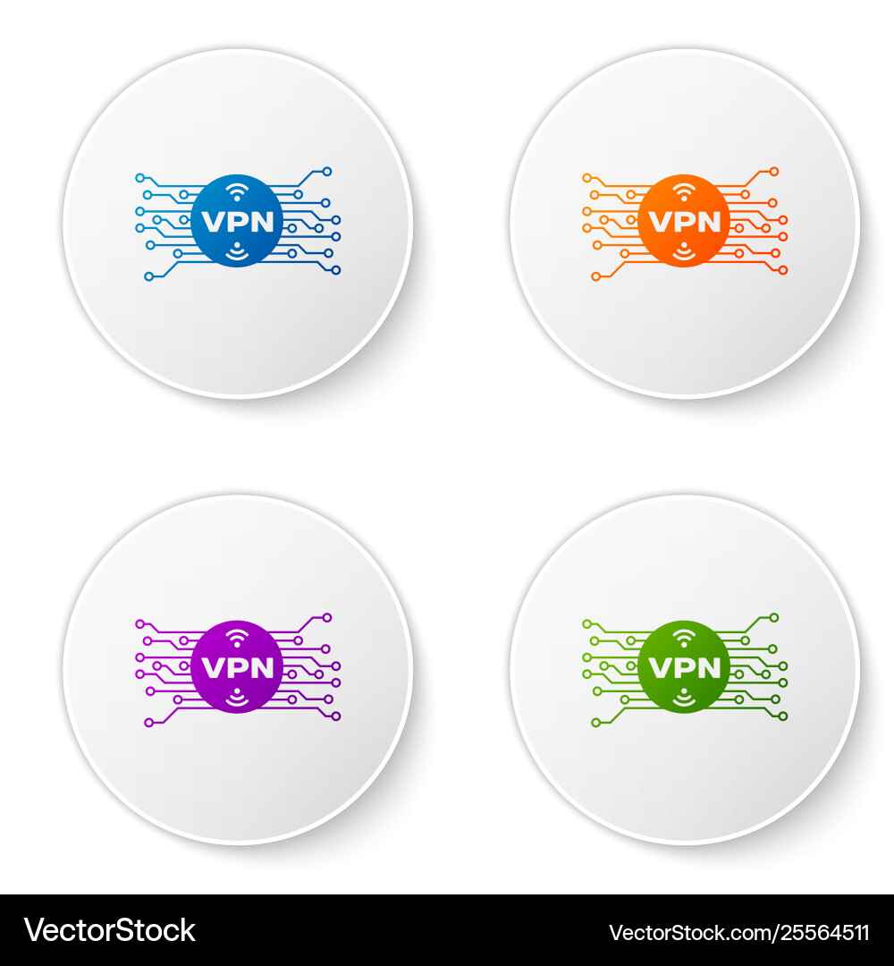 Color vpn in circle with microchip circuit icon Color vpn in circle with microchip circuit icon vector image