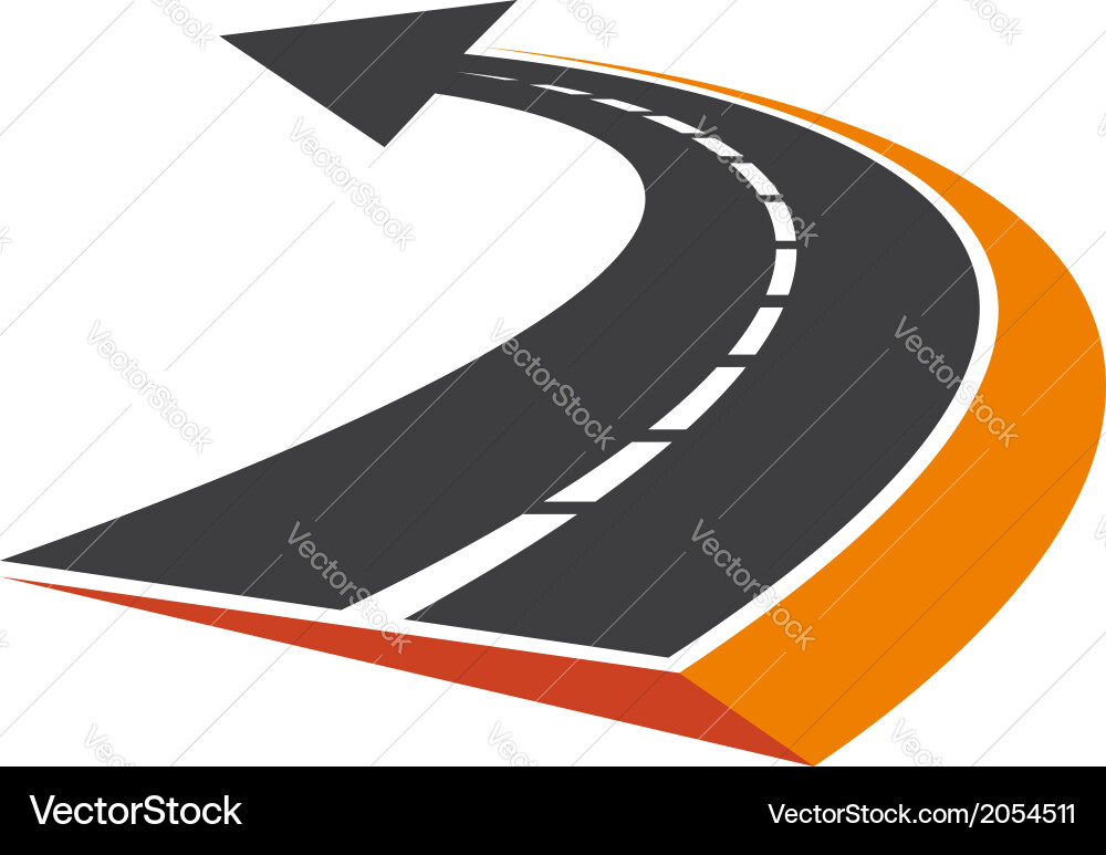 Curved Road with Arrow Pointer vector image