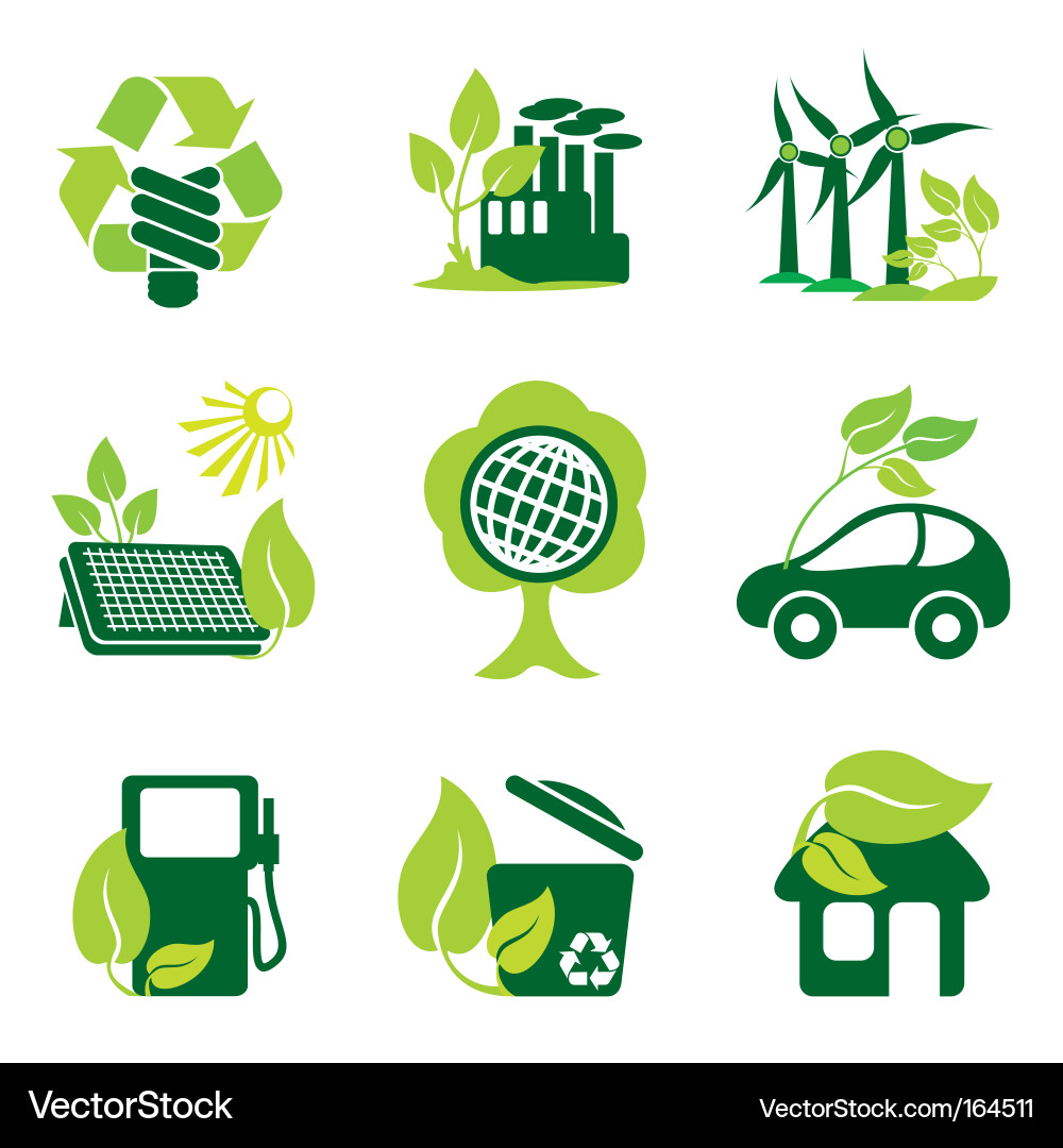 Eco Power Icons Vektorbild
