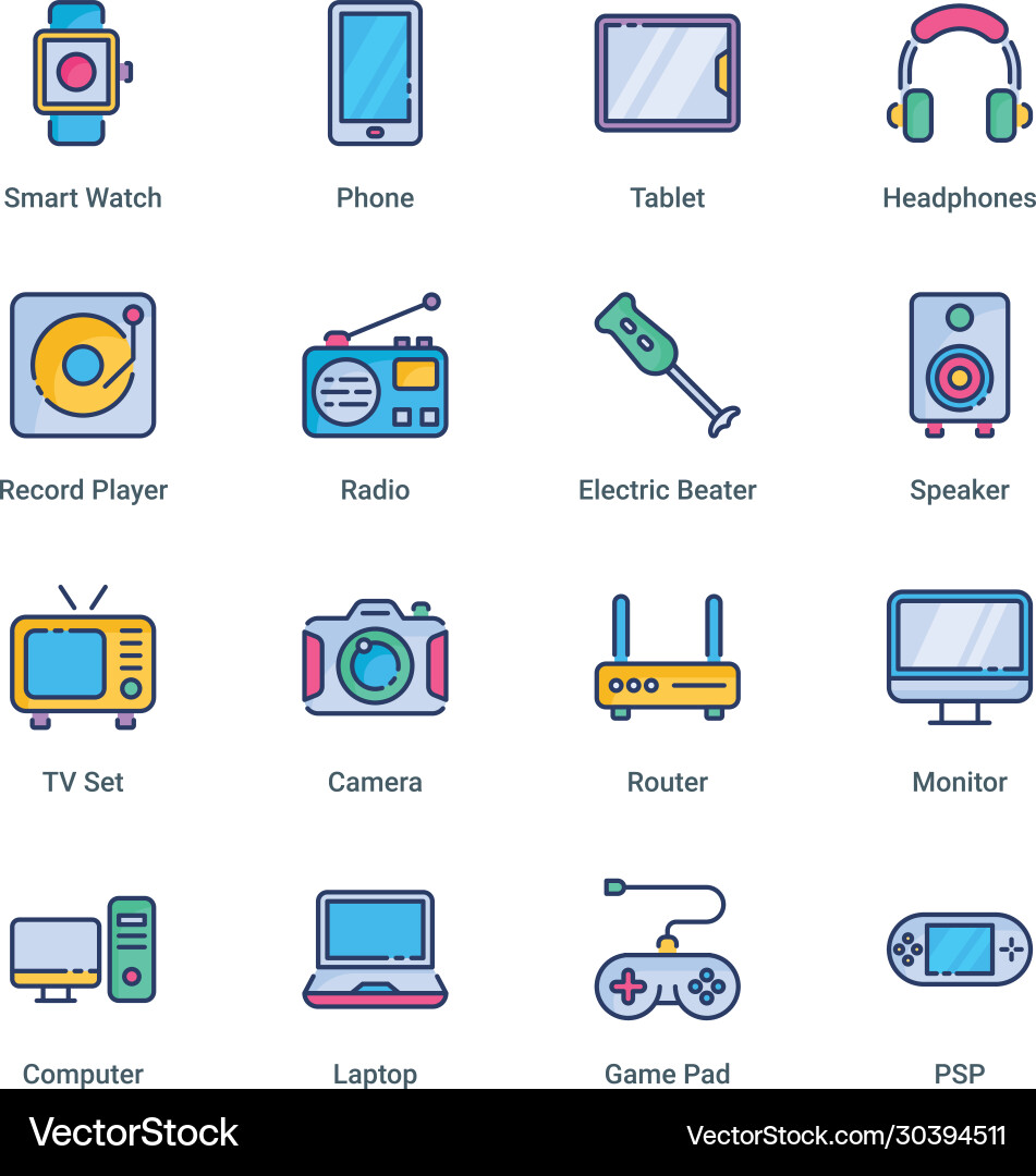 Electronics Line Icons Vector Image