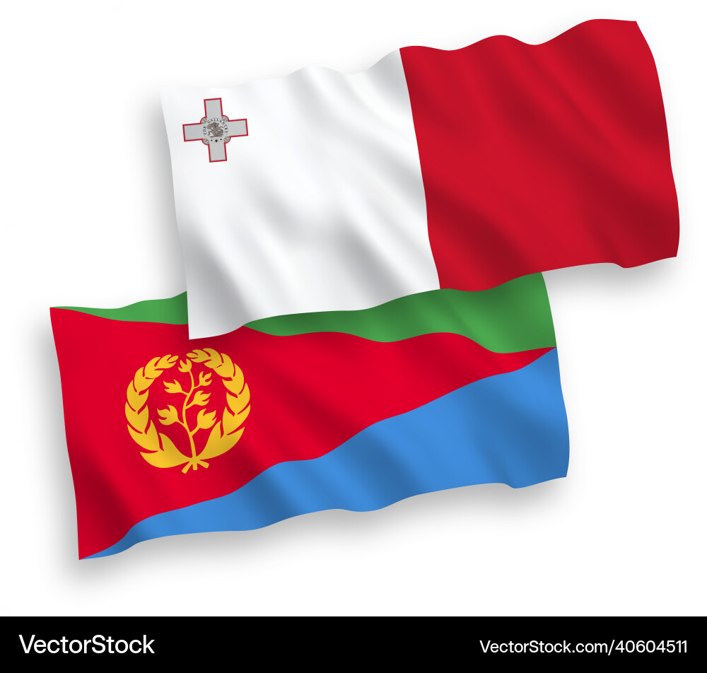 Flags of malta and eritrea on a white background Flags of malta and eritrea on a white background vector image