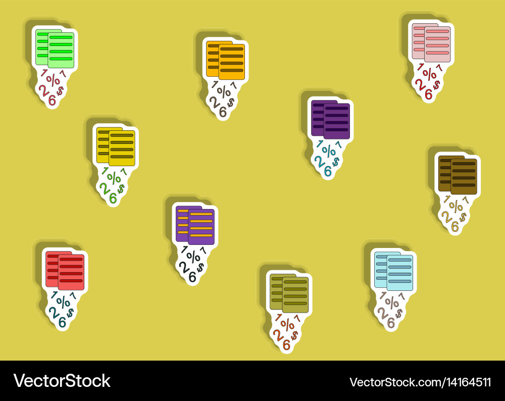 Flat icons set of documents and numbers concept vector image