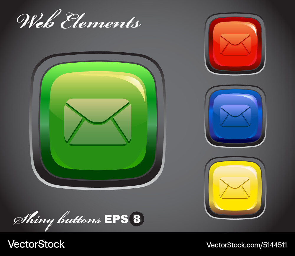 Glossy button with mail icon Vector Image