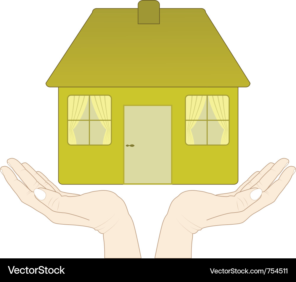Hands Holding a House Vector Image