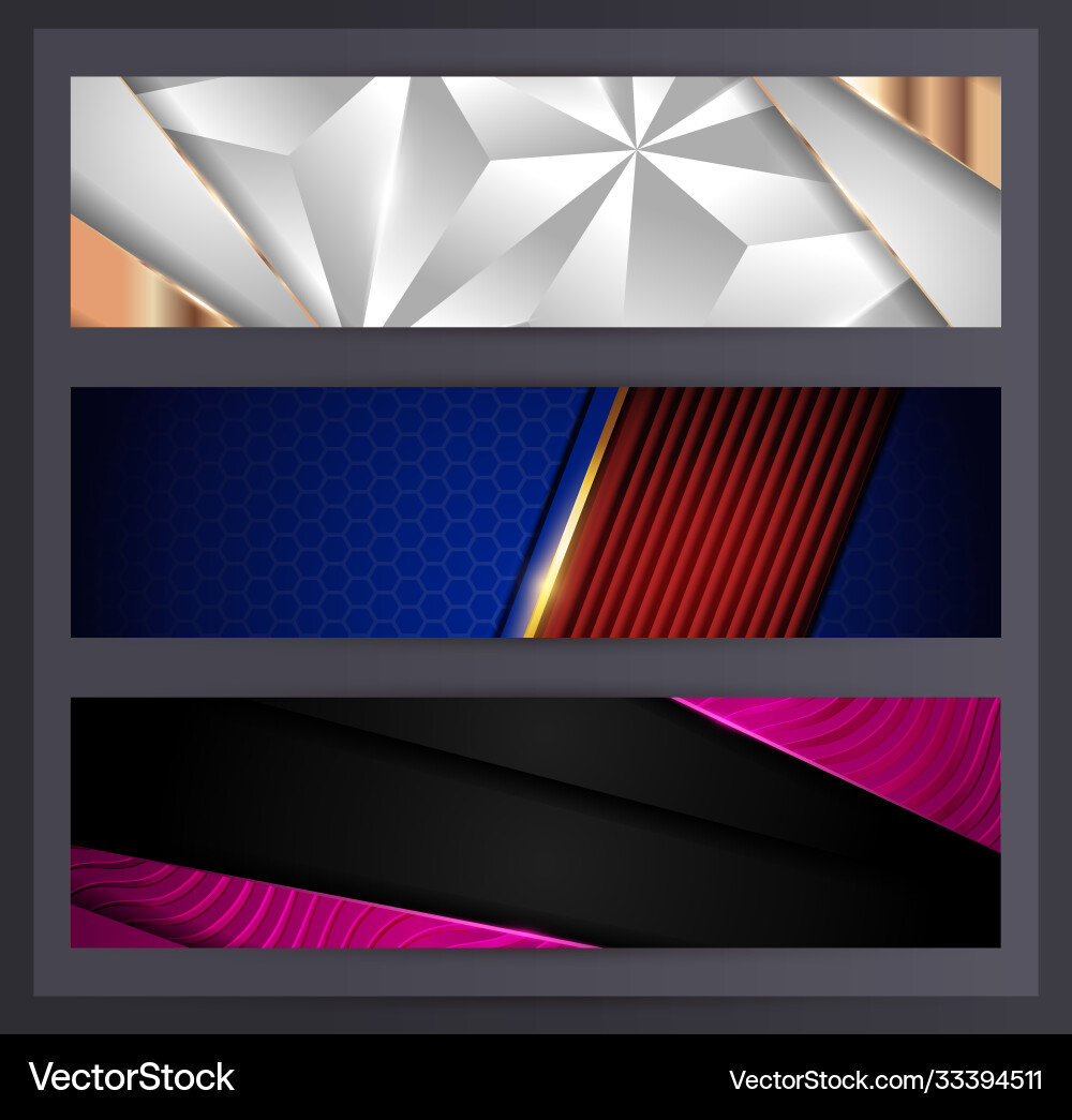 Horizontal banner set collection with various vector image