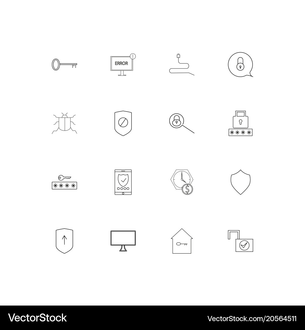 Internet security simple linear icons set vector image