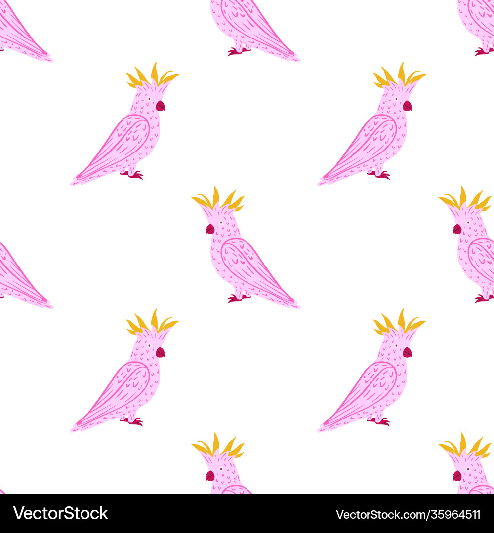 Isolated seamless pattern with simple pink parrot Isolated seamless pattern with simple pink parrot Vector Image