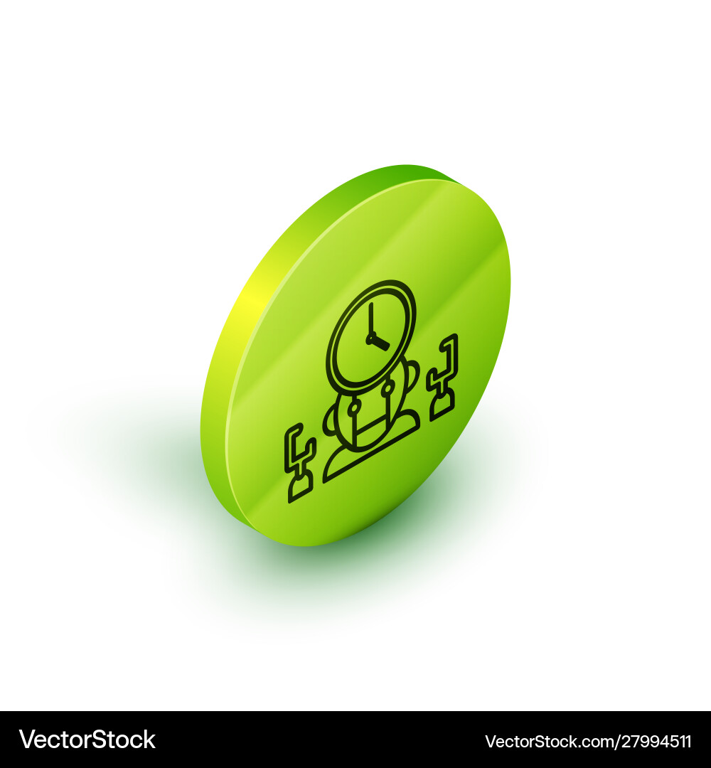 Isometric line robot and digital time manager icon Isometric line robot and digital time manager icon vector image