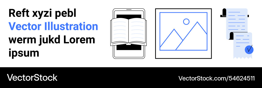 Mobile device with open book image and documents Mobile device with open book image and documents Vector Image