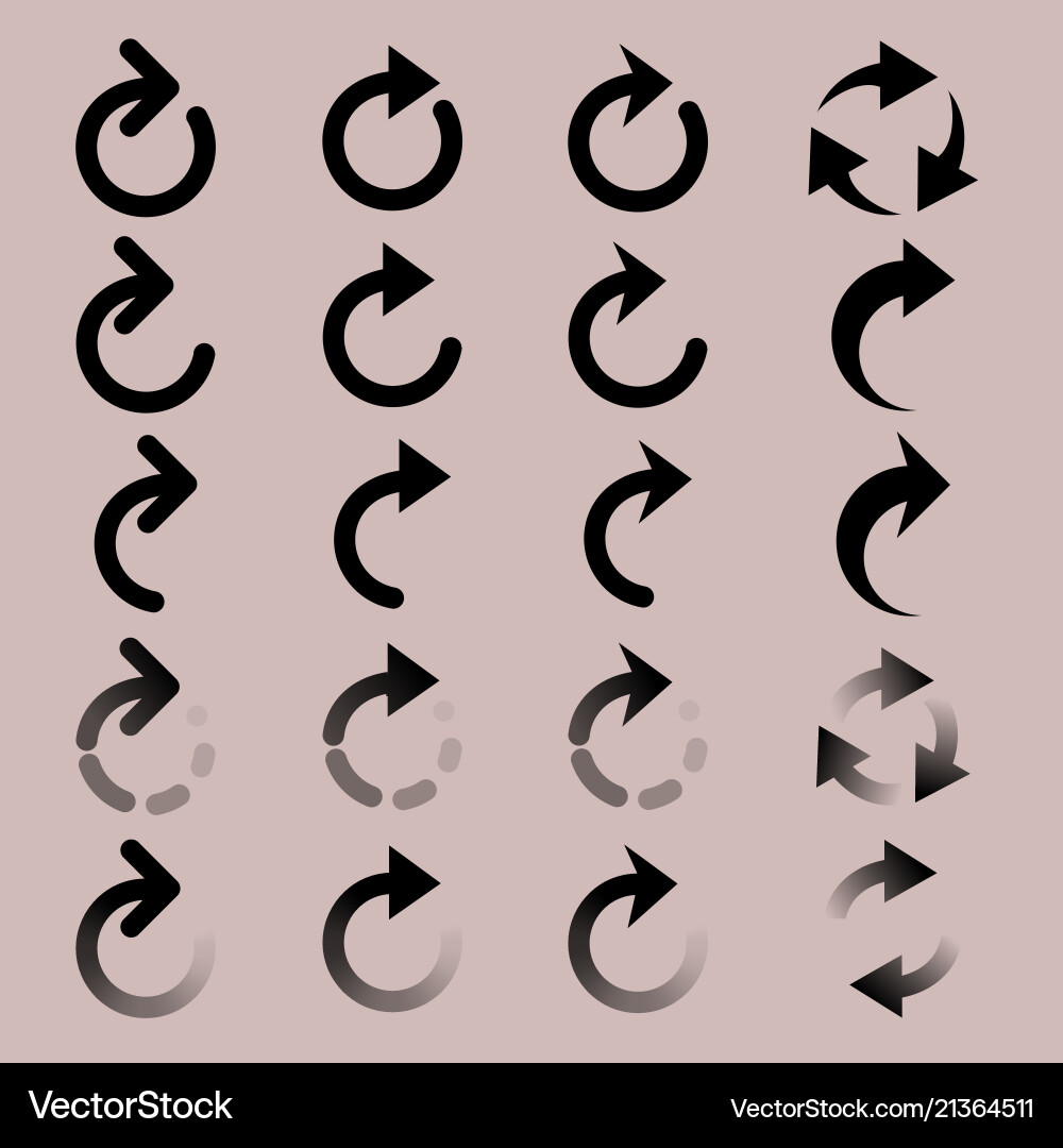 Rounded Arrow Icons - Set vector image