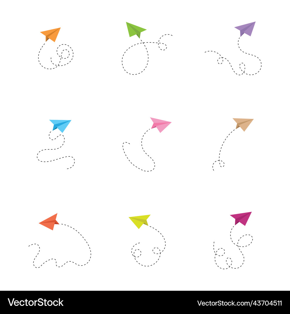 Set of paper airplane icon with different color Set of paper airplane icon with different color vector image
