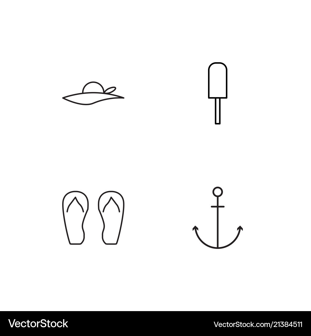 Summer linear icons set simple outline vector image