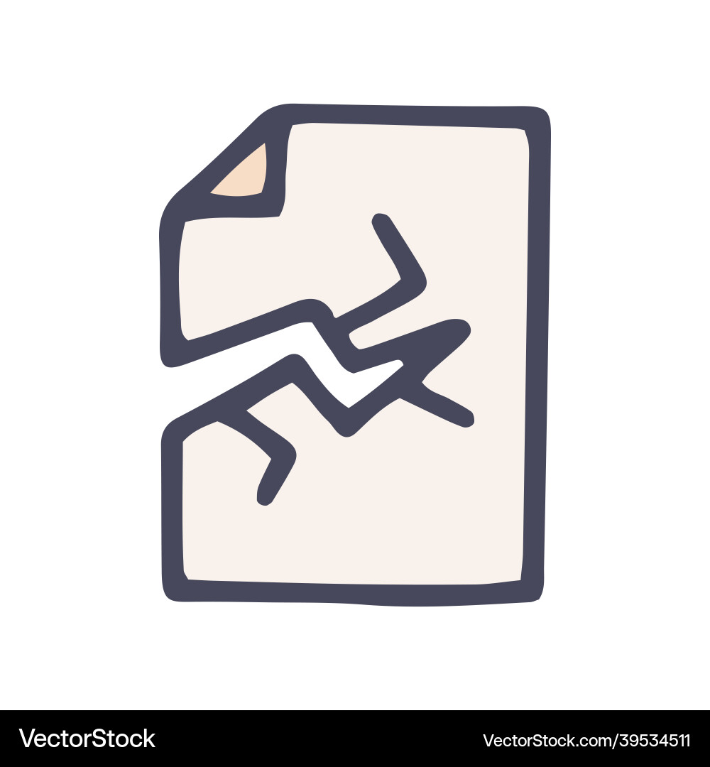 Torn document color doodle simple icon Torn document color doodle simple icon vector image