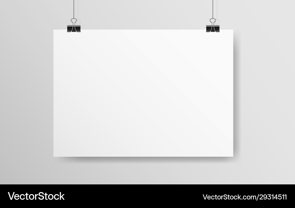 White horizontal poster mockup empty a4 paper Vector Image