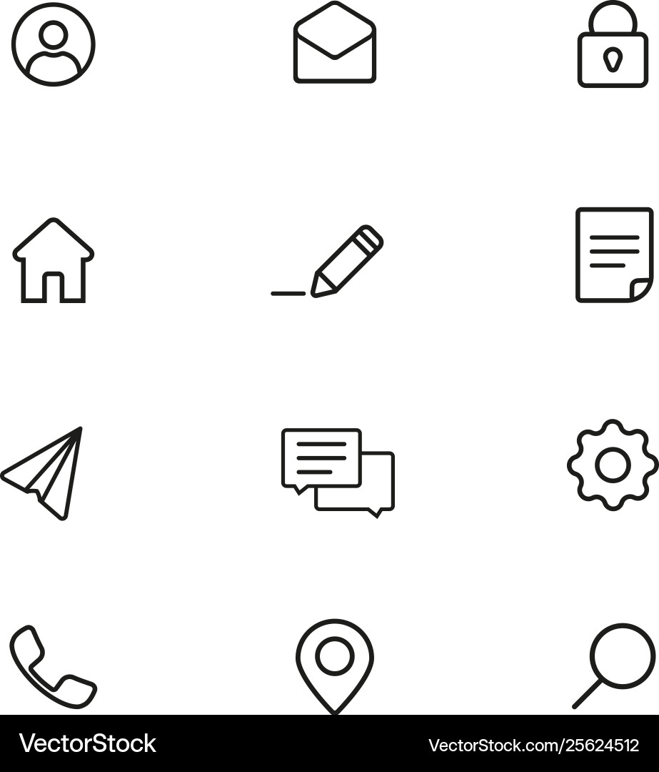 Basic set icons on site is a thin line Basic set icons on site is a thin line vector image