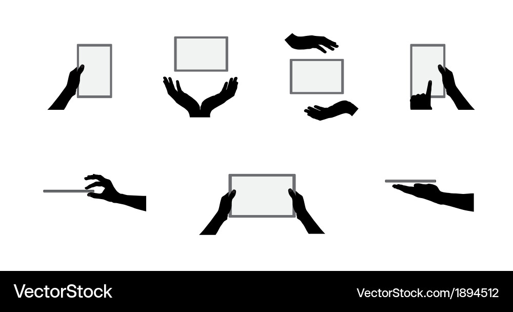 Black set of hand and digital tablet computer vector image