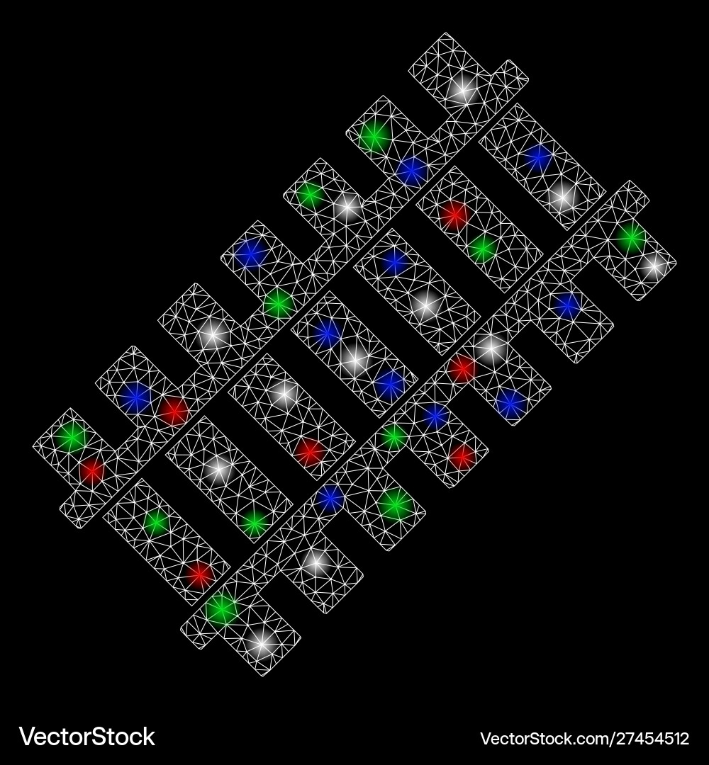 Bright mesh network railroad segment with flash Vector Image