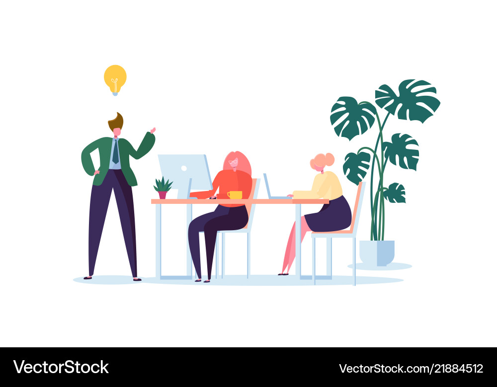 Business People Working with Computers Vector Image
