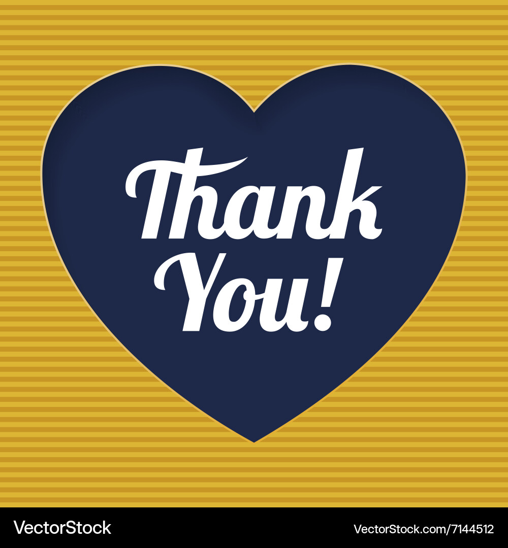 Card with heart icon and retro thank you text Vector Image