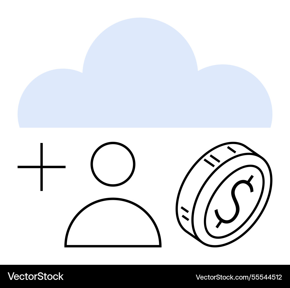 Cloud-based user subscription concept with coin Vector Image