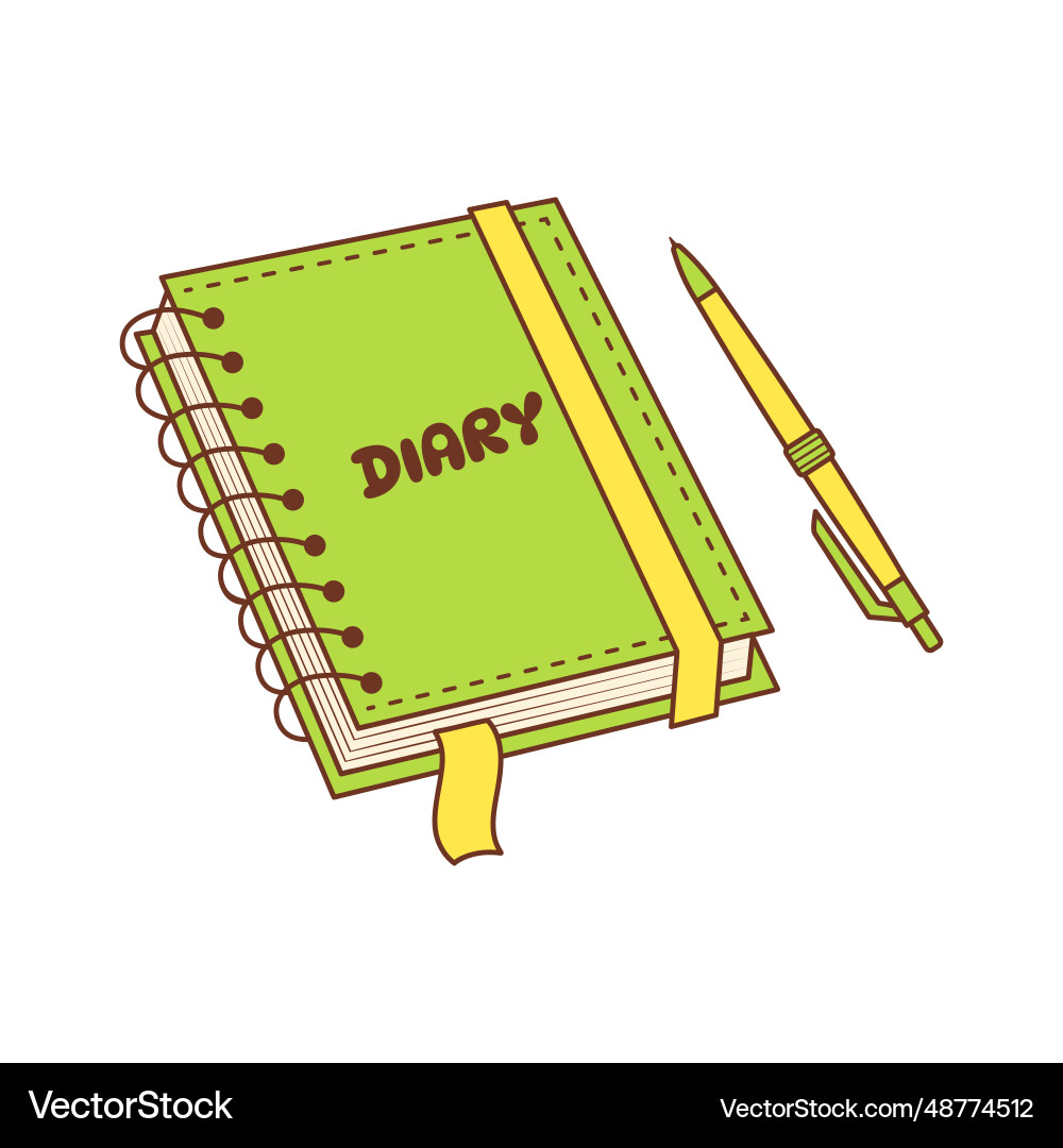 Daily paper notepad with a pen spiral diary Daily paper notepad with a pen spiral diary vector image