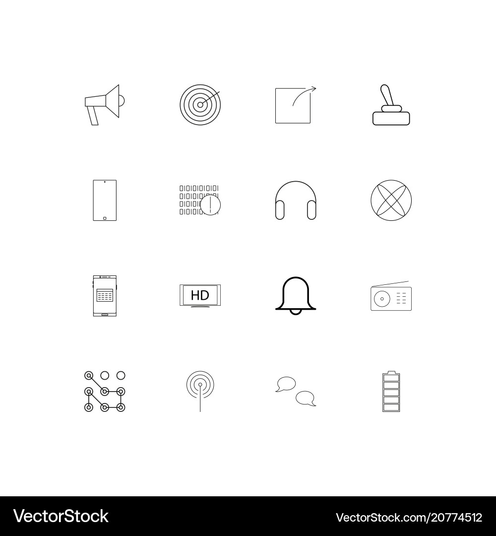 Devices linear thin icons set outlined simple vector image