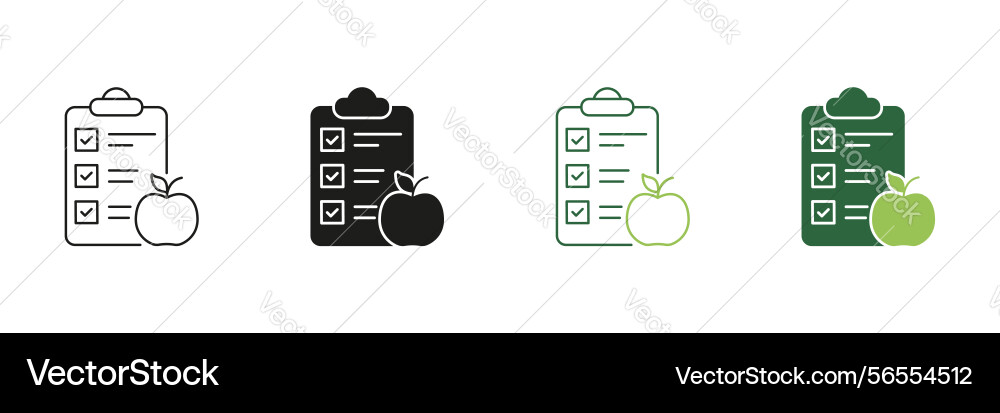 Diet planning checklist with apple line Vector Image