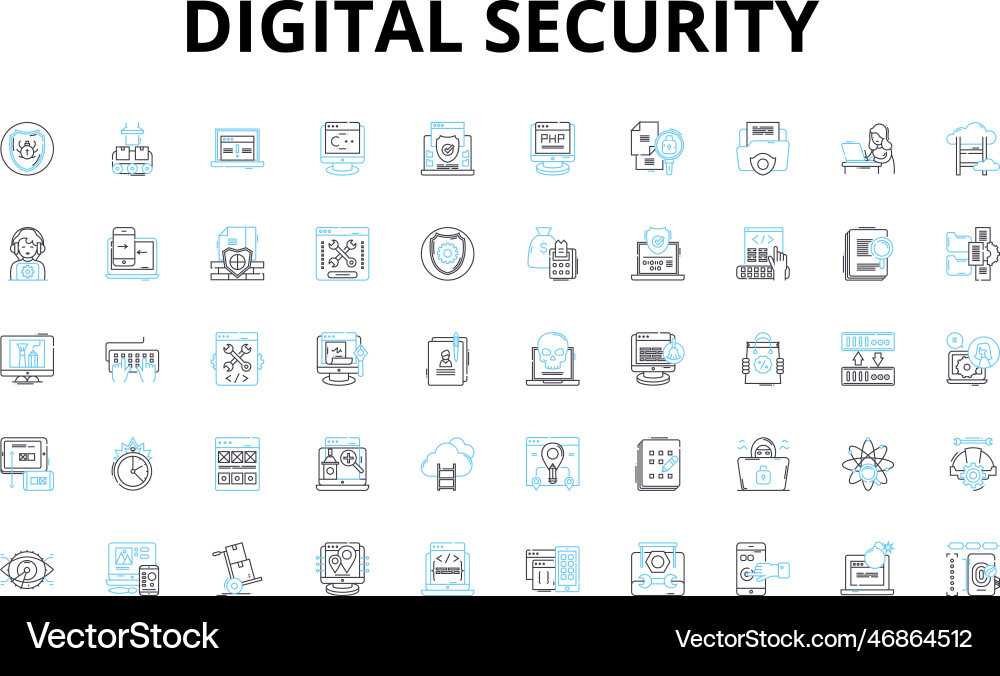 Digitale Sicherheits-Linear-Symbole setzen Verschlüsselung Digitale Sicherheits-Linear-Symbole setzen Verschlüsselung vektorbild