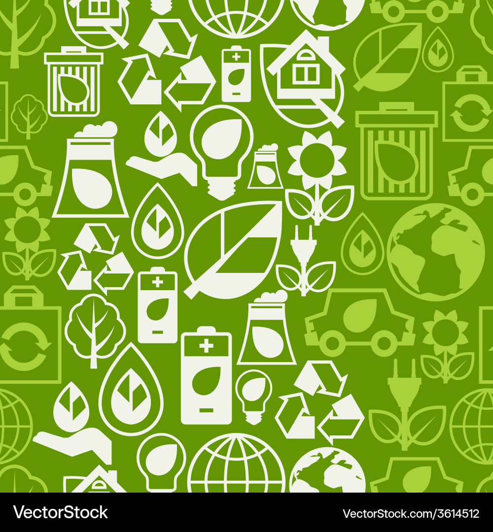 Ecology seamless pattern with environment icons vector image