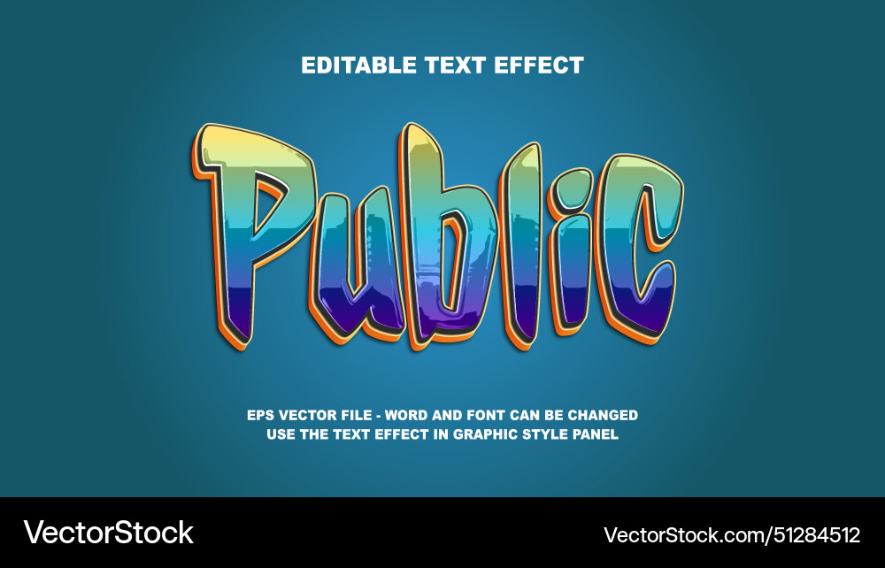 Editable text effect public 3d template Vector Image