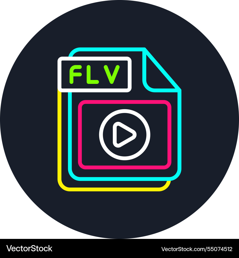 Flv line multi color icon Vector Image