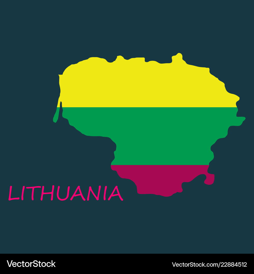 Map of lithuania with flag as texture isolated Vector Image