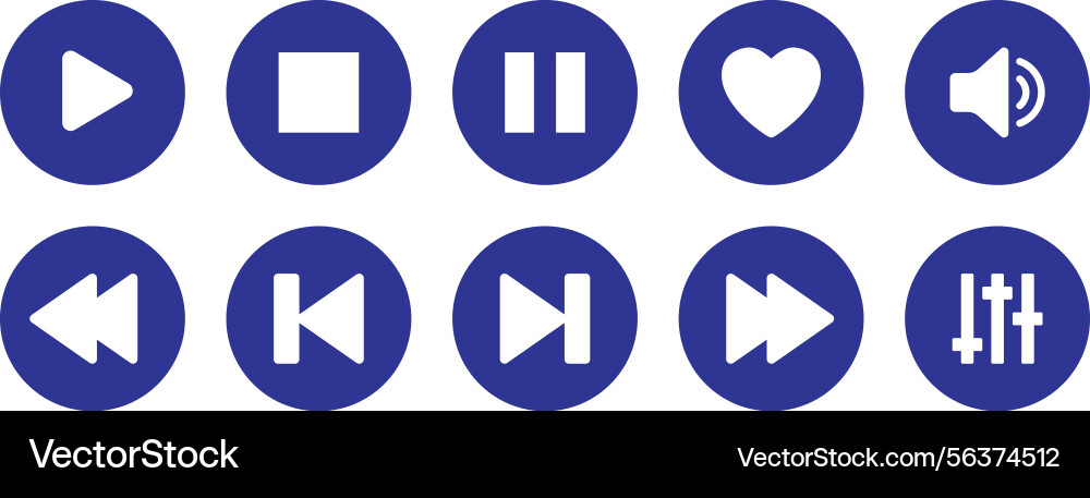 Media player buttons icon set Media player buttons icon set vector image