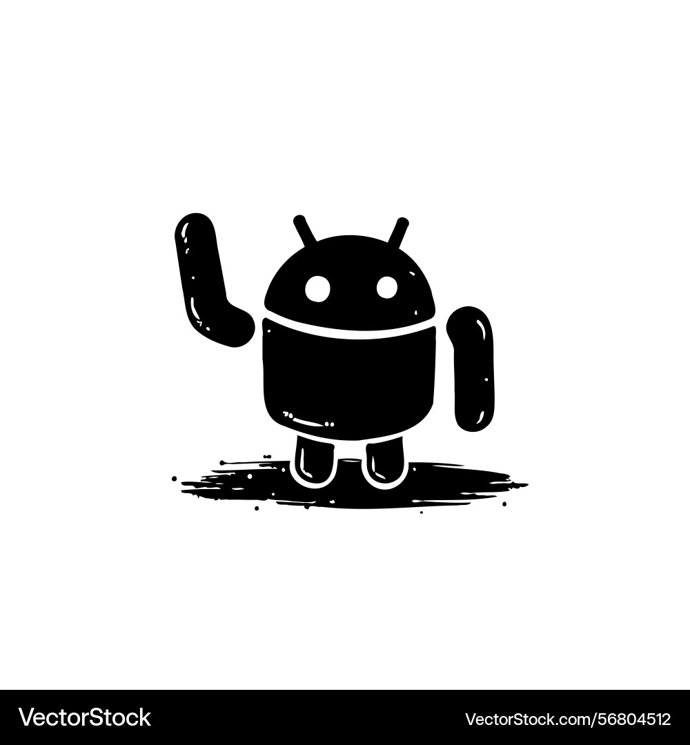 Monochrome rendering of a stylized android robot Monochrome rendering of a stylized android robot Vector Image