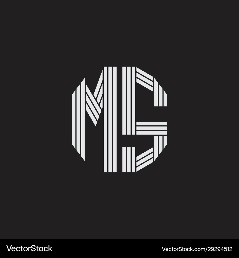 Ms logo monogram with outline style linked Ms logo monogram with outline style linked Vector Image