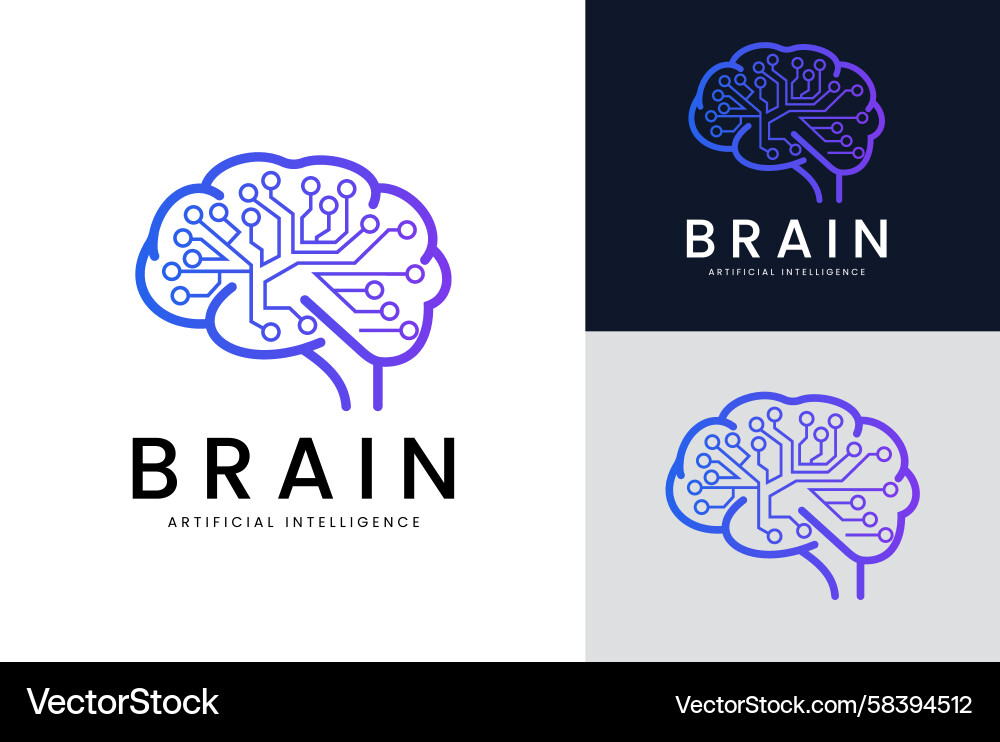 Neural Circuit AI Logo - Tech Outline Vector Image
