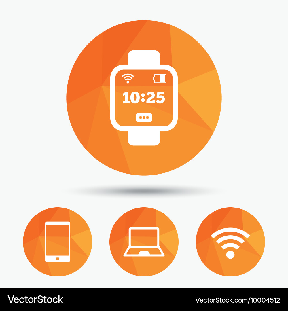 Notebook and smartphone icon smart watch symbol vector image