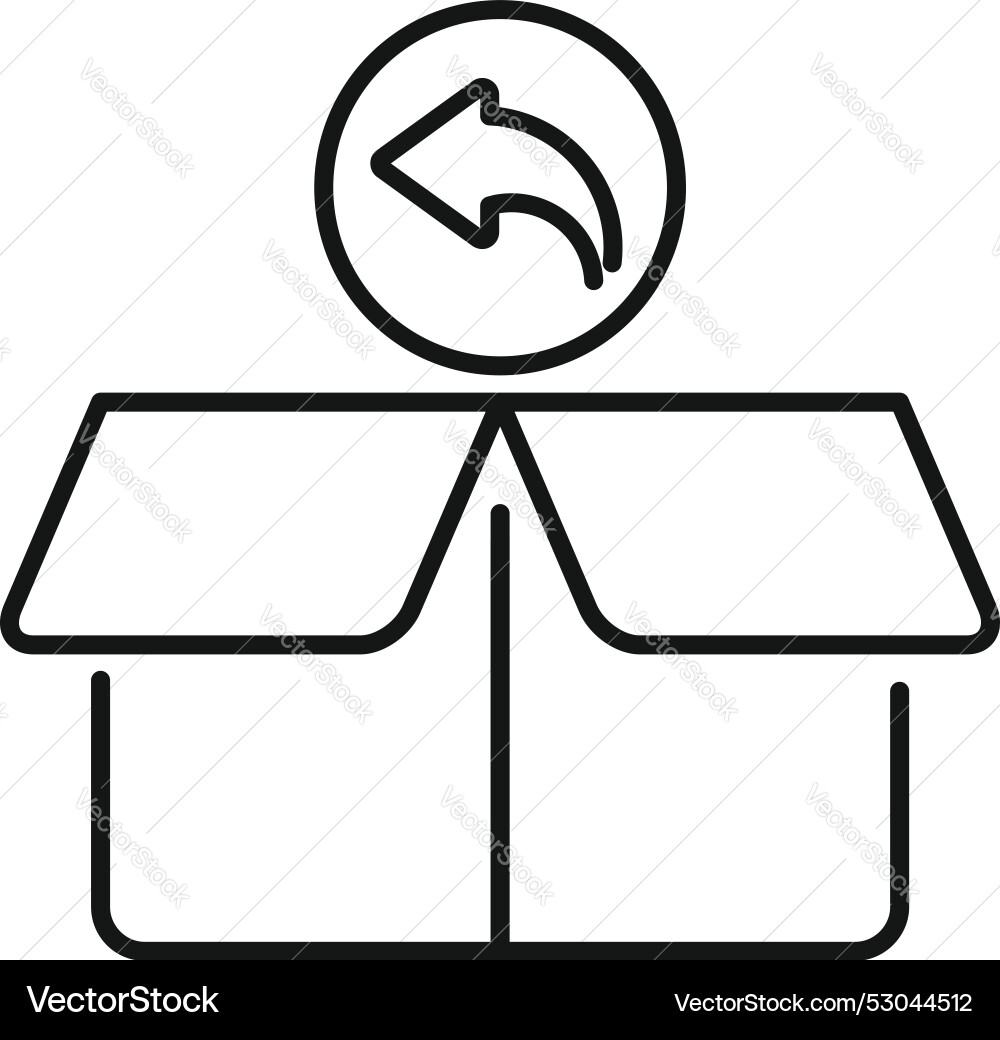 Opened cardboard box with return arrow icon Opened cardboard box with return arrow icon vector image