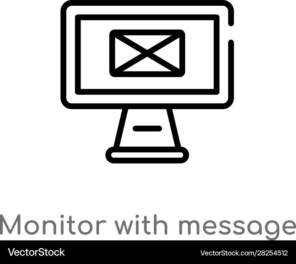 Outline monitor with message envelopes going out Outline monitor with message envelopes going out Vector Image