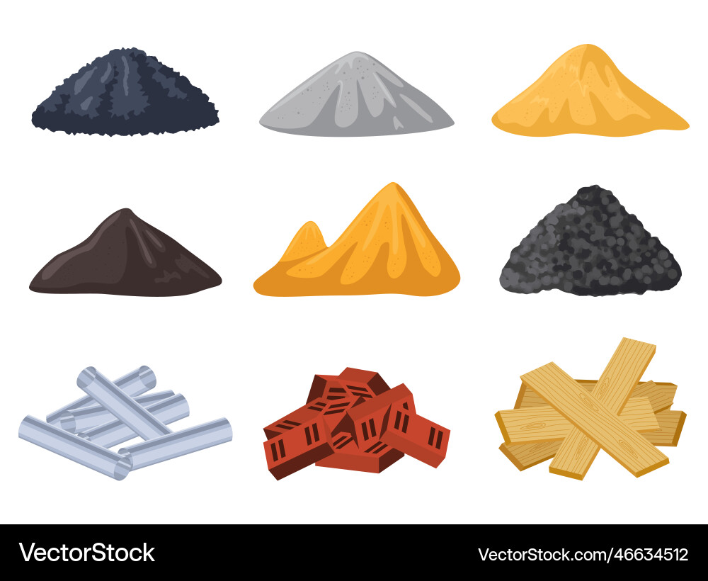 Piles of different building materials Piles of different building materials vector image
