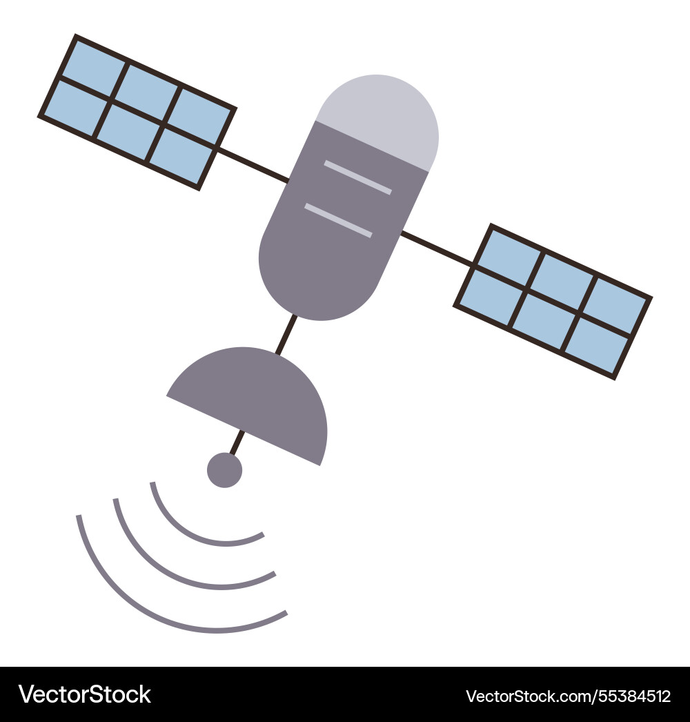 Satellite with signal waves transmitting data from Satellite with signal waves transmitting data from Vector Image