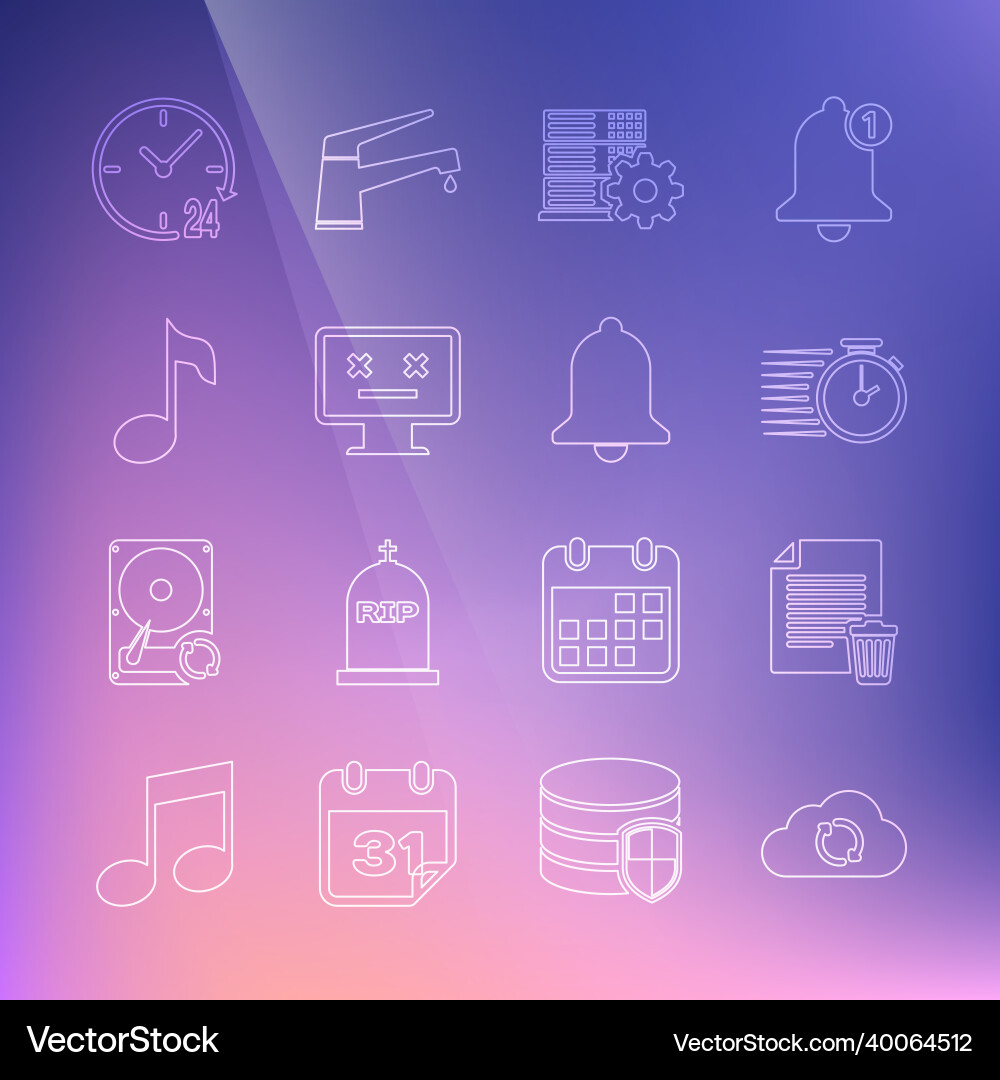 Set line cloud sync refresh delete file document Set line cloud sync refresh delete file document Vector Image