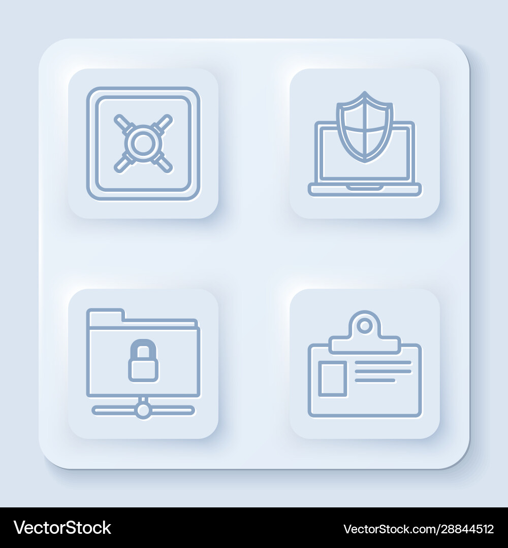 Set line safe laptop protected with shield ftp Vector Image
